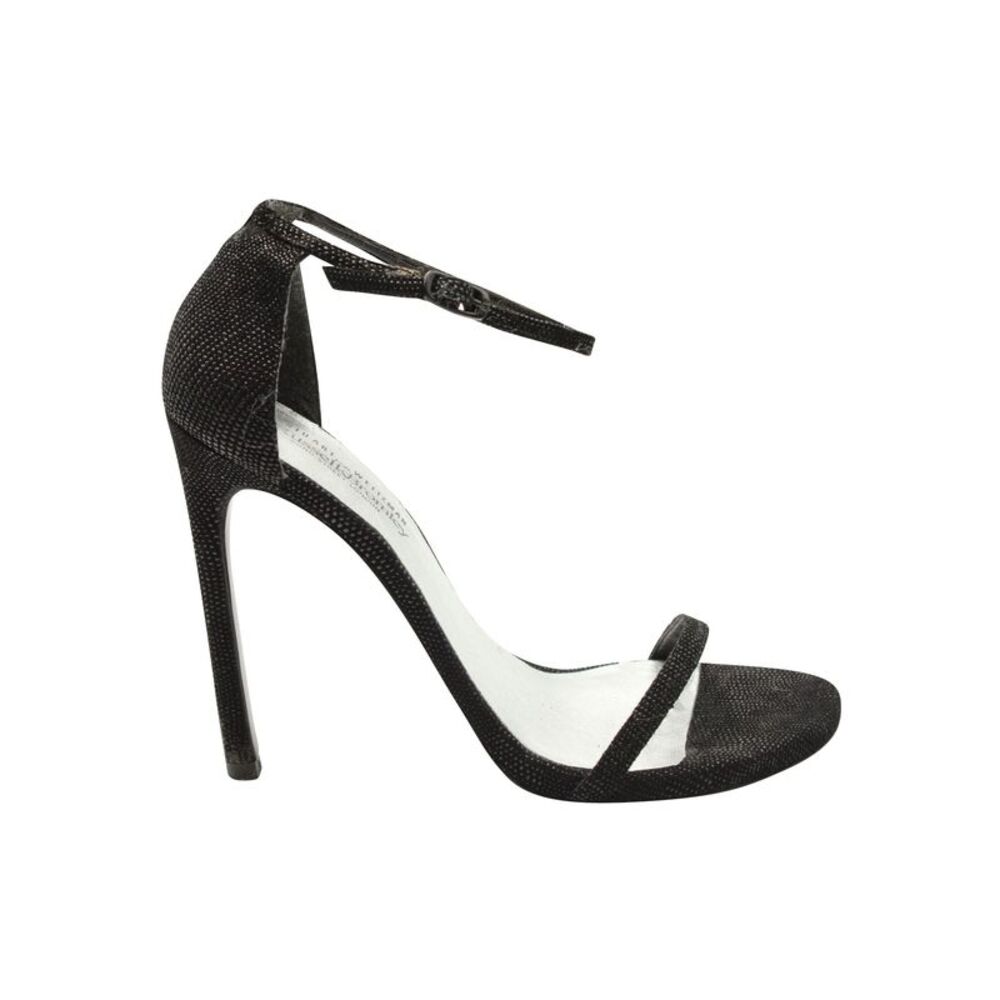 Stuart Weitzman Nudist Goosebump Napa High Heel Sandals in Black Leather